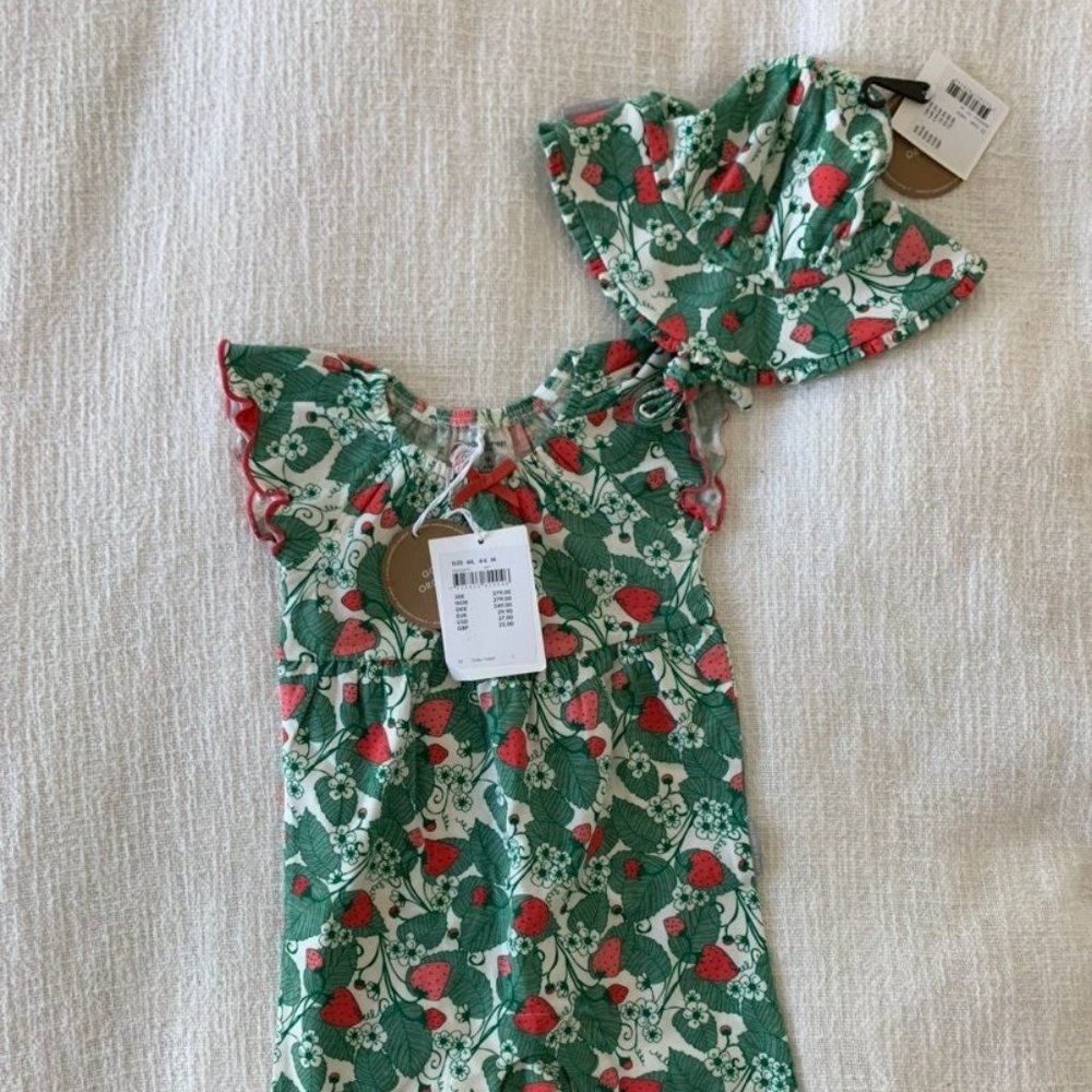 Polarn O Pyret Strawberry Romper + Hat Set